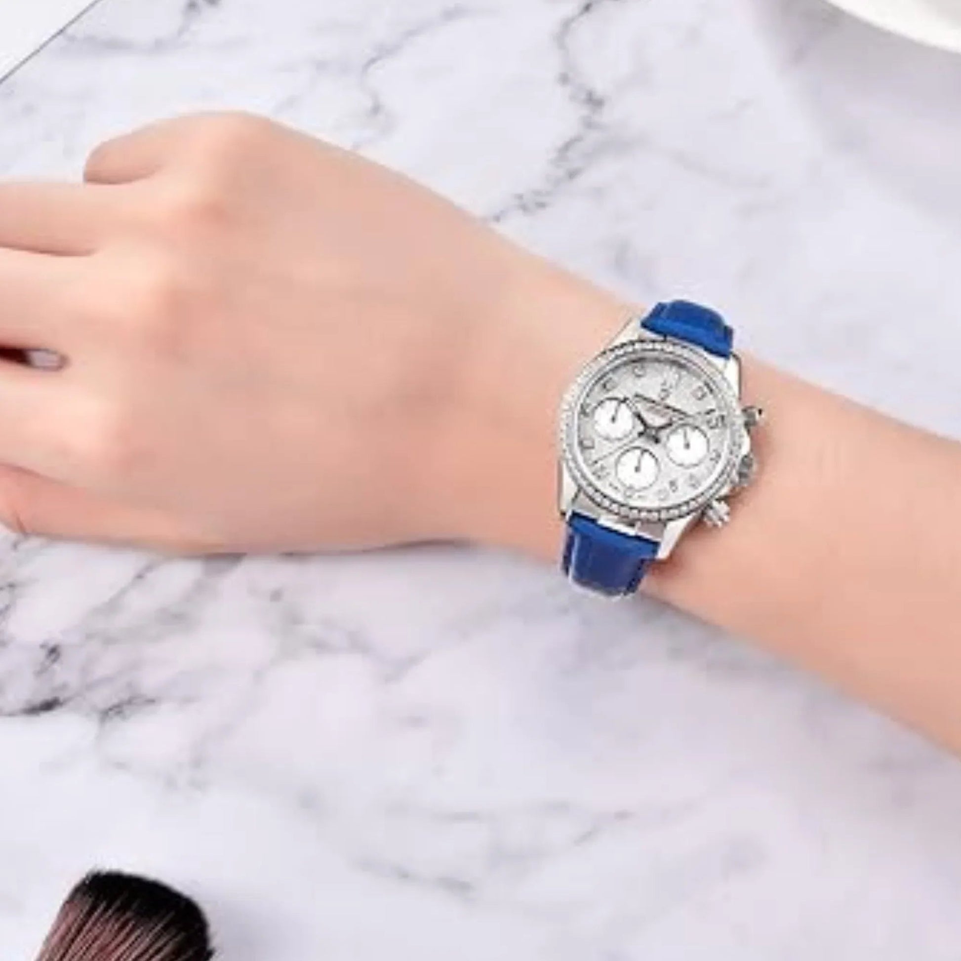 Pagani Design PD1730 Chronograph Date Quartz women's Watch - White Dial with Blue Strap - DREAM WATCHES