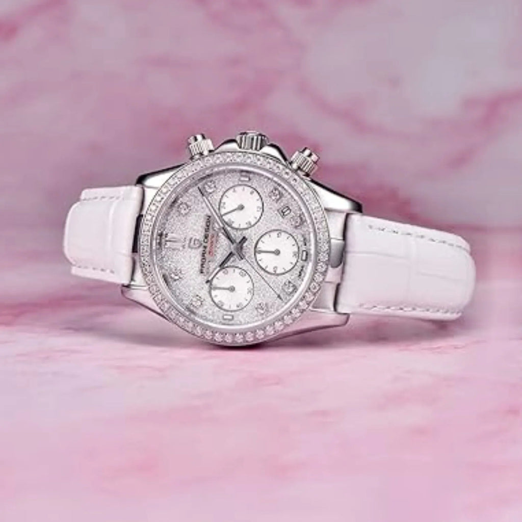 Pagani Design PD1730 Chronograph Date Quartz women's Watch - White Dial with White Strap - DREAM WATCHES