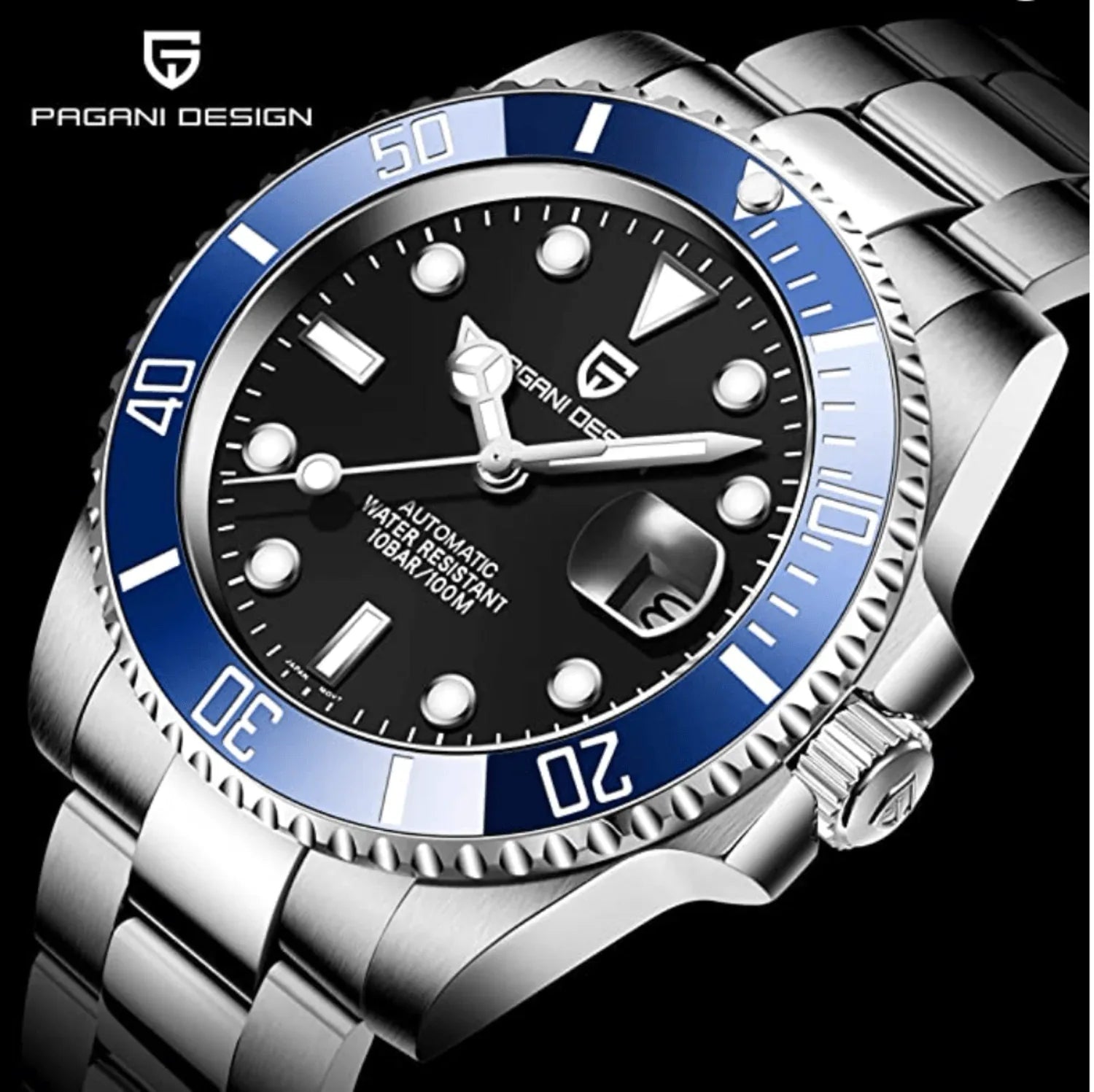 Pagani Design Waterproof Mechanical Automatic Watch Stainless Steel Men's 40MM Watch Submariner (Bluesy) With Jubilee Bracelet - DREAM WATCHES