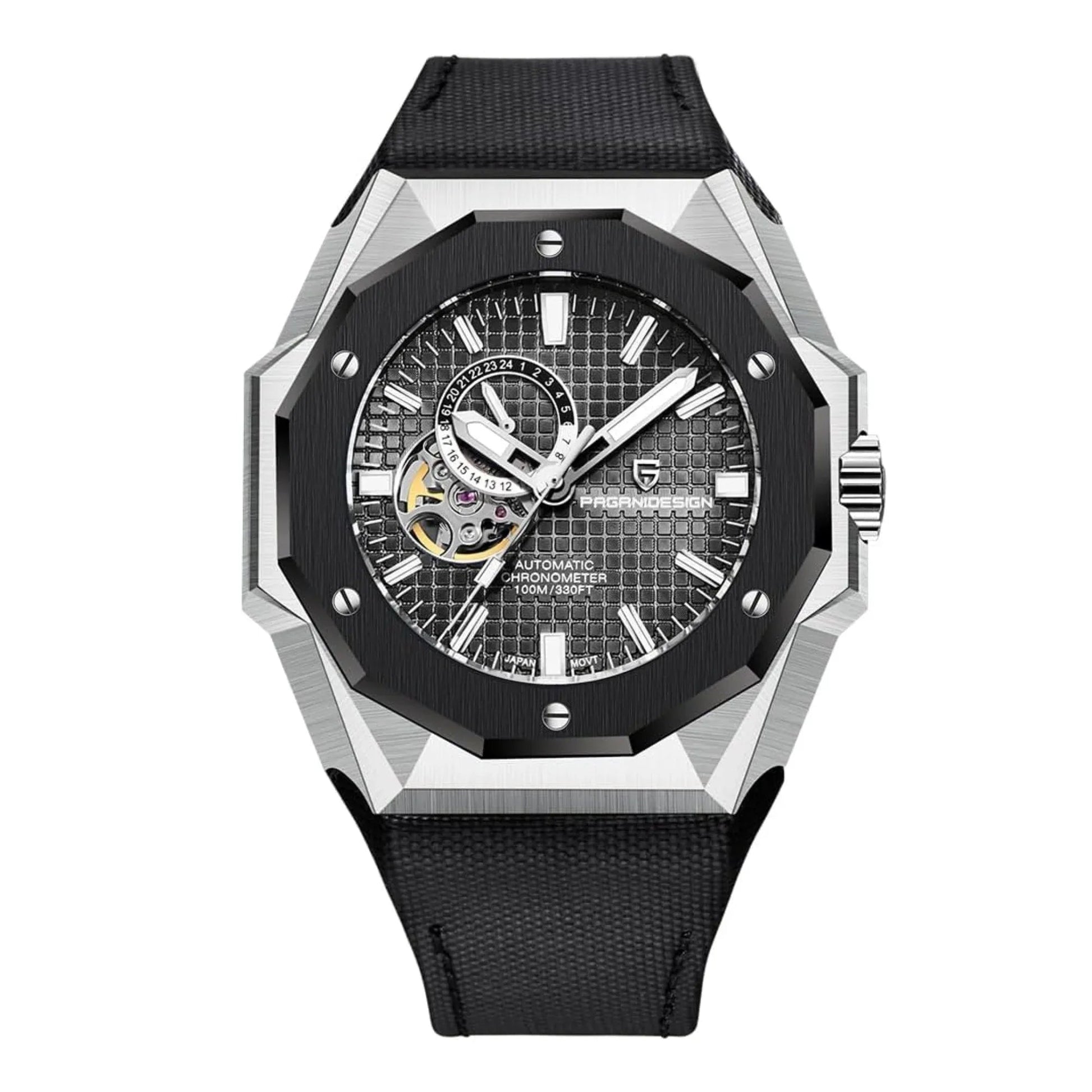 Pagani Design YS010 Men's Automatic Watch with NH39 Movement Leather Strap Waterproof Stylish and Unique Case Skeleton Face - Black - DREAM WATCHES