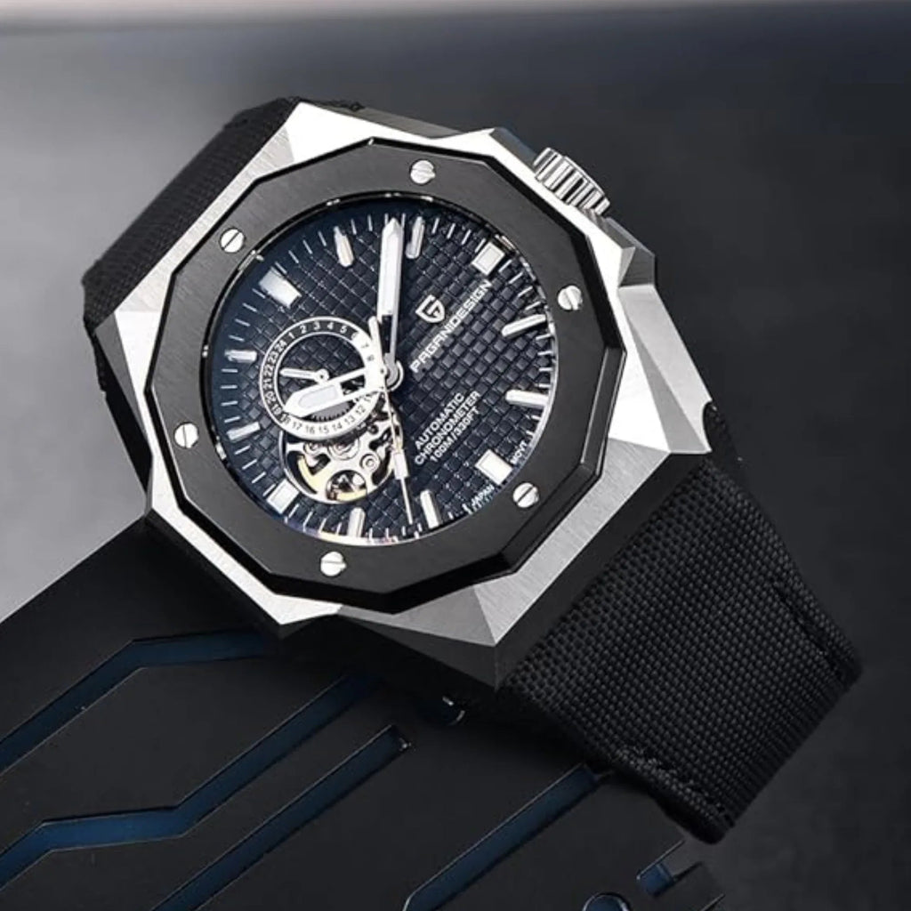 Pagani Design YS010 Men's Automatic Watch with NH39 Movement Leather Strap Waterproof Stylish and Unique Case Skeleton Face - Black - DREAM WATCHES