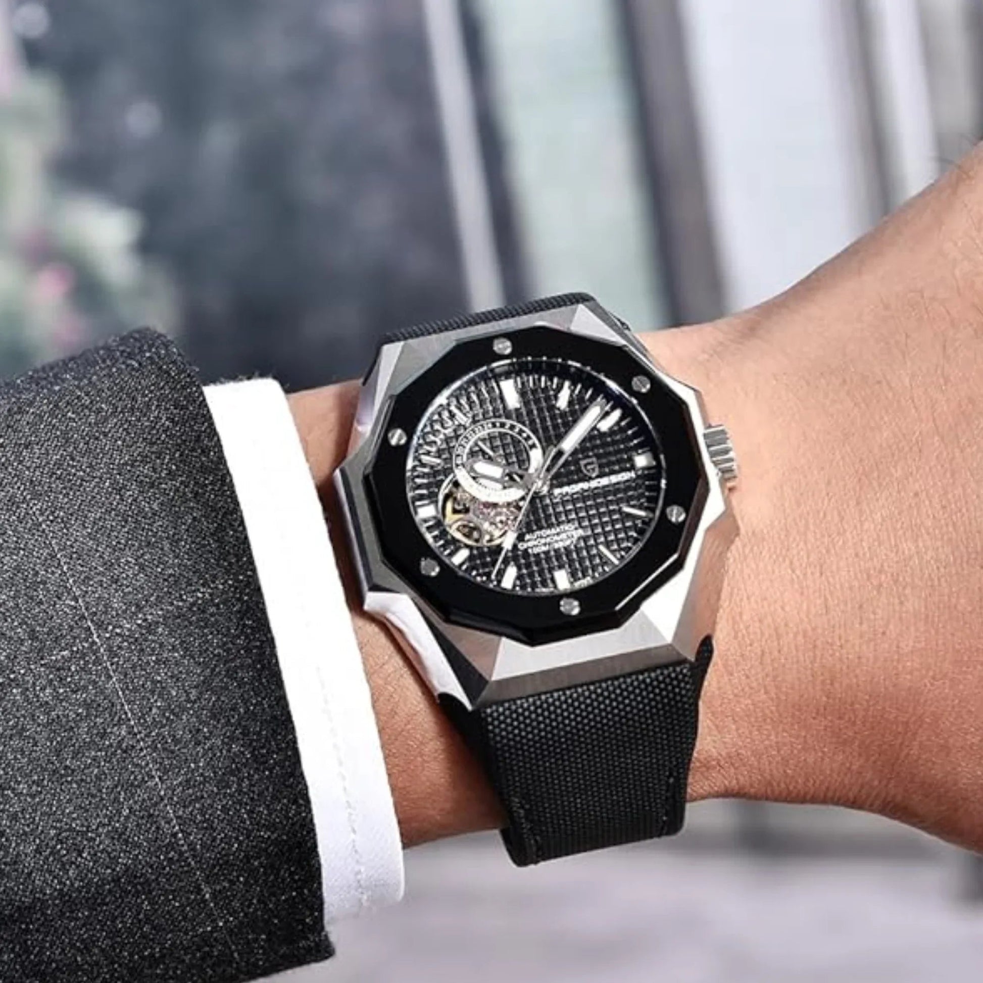 Pagani Design YS010 Men's Automatic Watch with NH39 Movement Leather Strap Waterproof Stylish and Unique Case Skeleton Face - Black - DREAM WATCHES