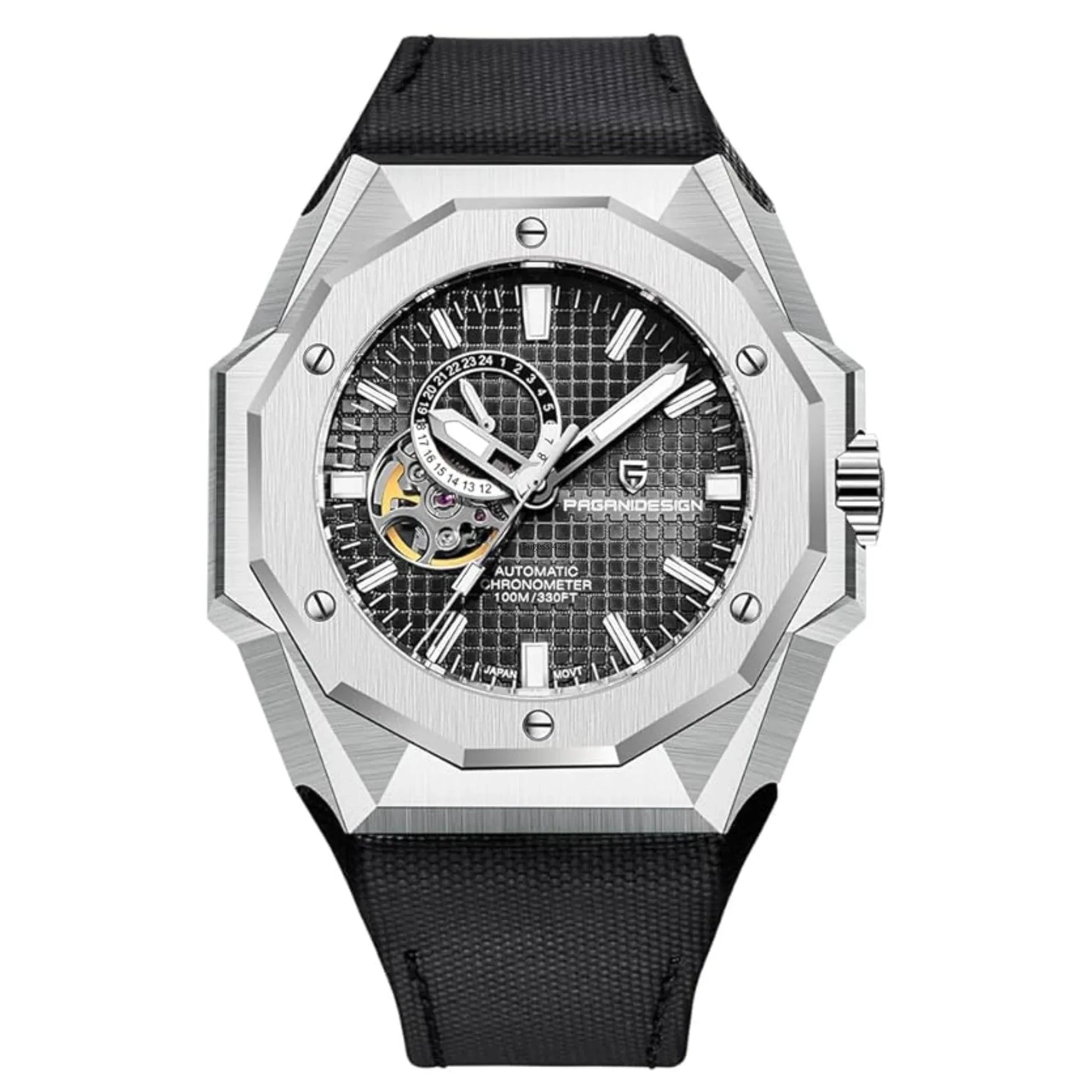 Pagani Design YS010 Men's Automatic Watch with NH39 Movement Leather Strap Waterproof Stylish and Unique Case Skeleton Face - Black - DREAM WATCHES