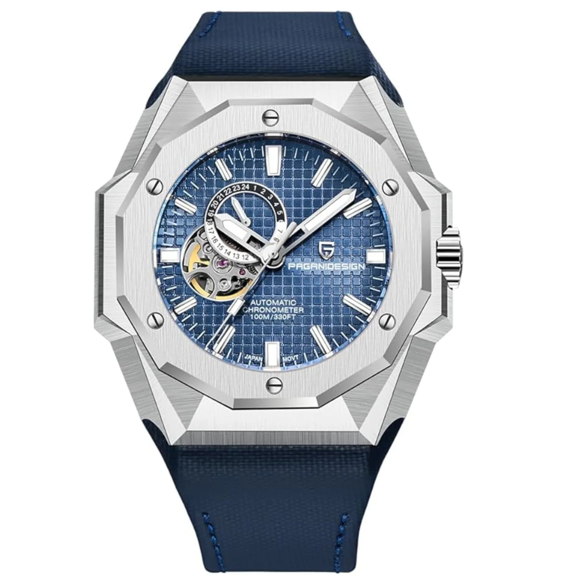Pagani Design YS010 Men's Automatic Watch with NH39 Movement Leather Strap Waterproof Stylish and Unique Case Skeleton Face - Blue - DREAM WATCHES