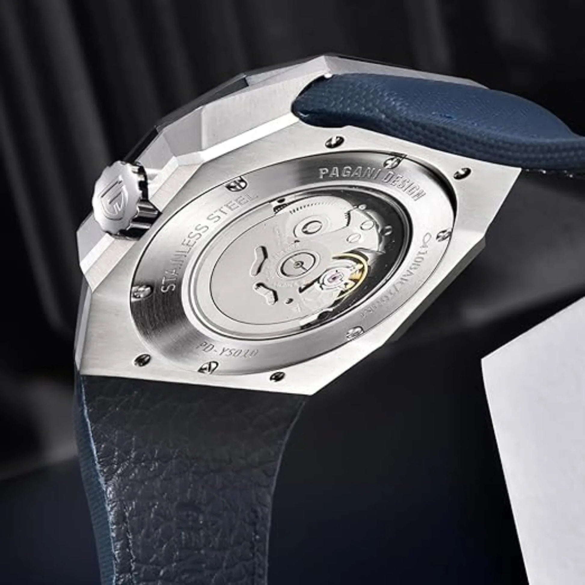 Pagani Design YS010 Men's Automatic Watch with NH39 Movement Leather Strap Waterproof Stylish and Unique Case Skeleton Face - Blue - DREAM WATCHES