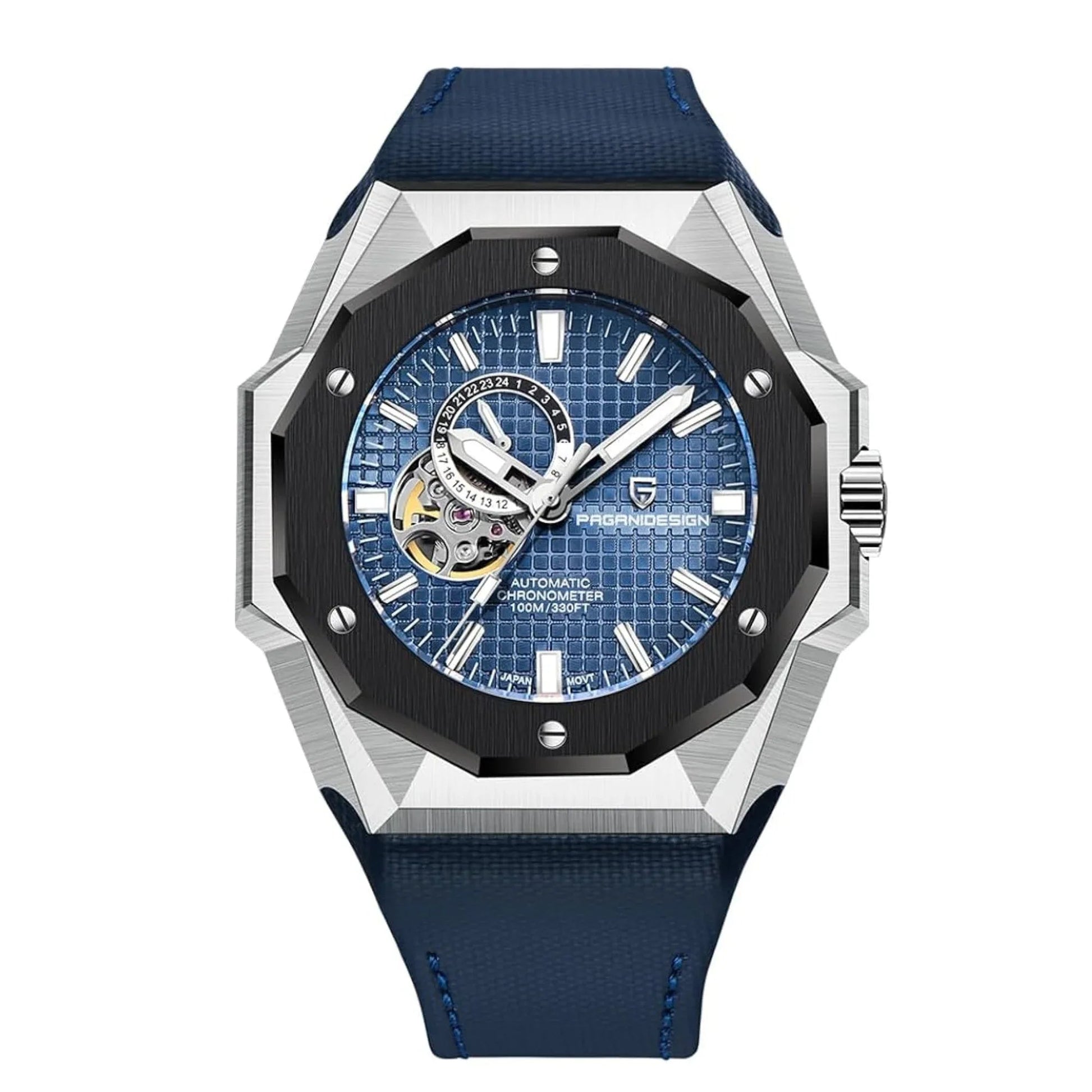Pagani Design YS010 Men's Automatic Watch with NH39 Movement Leather Strap Waterproof Stylish and Unique Case Skeleton Face - Blue - DREAM WATCHES
