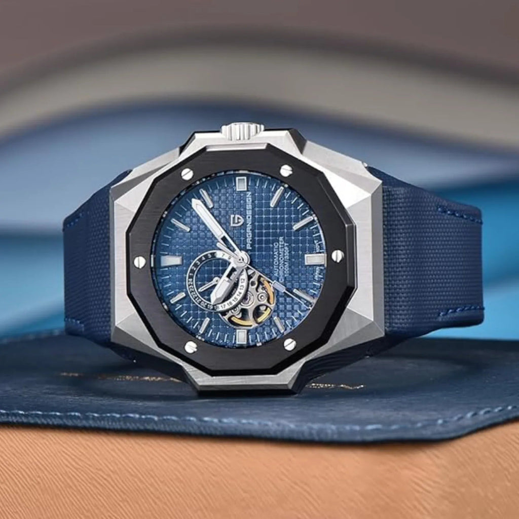 Pagani Design YS010 Men's Automatic Watch with NH39 Movement Leather Strap Waterproof Stylish and Unique Case Skeleton Face - Blue - DREAM WATCHES