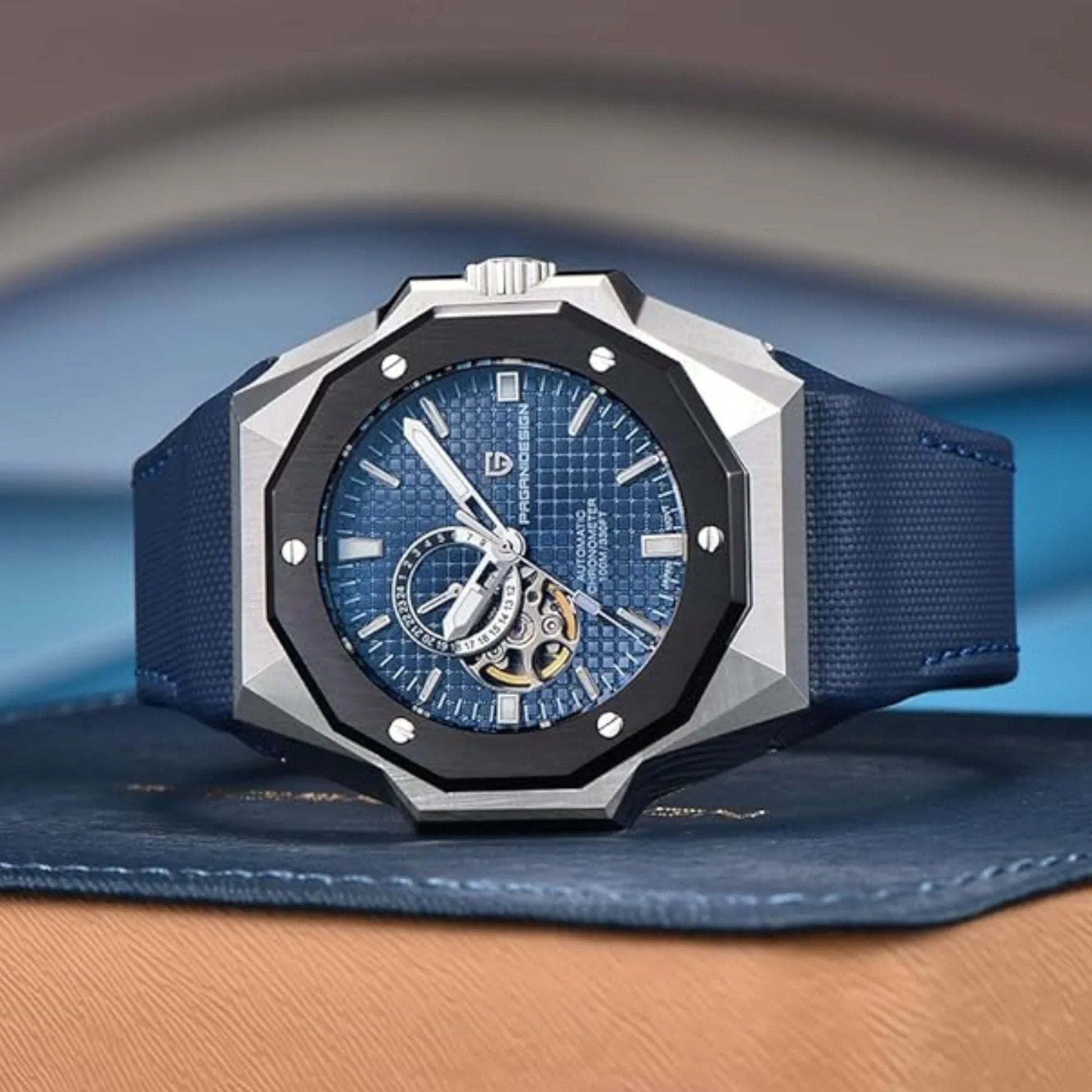 Pagani Design YS010 Men's Automatic Watch with NH39 Movement Leather Strap Waterproof Stylish and Unique Case Skeleton Face - Blue - DREAM WATCHES