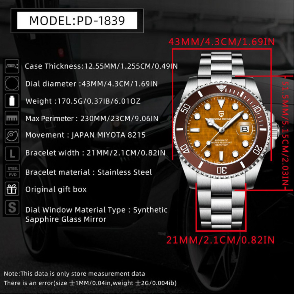 PAGANI DESIGN PD-1839 Men's Miyota 8215 Automatic Watch