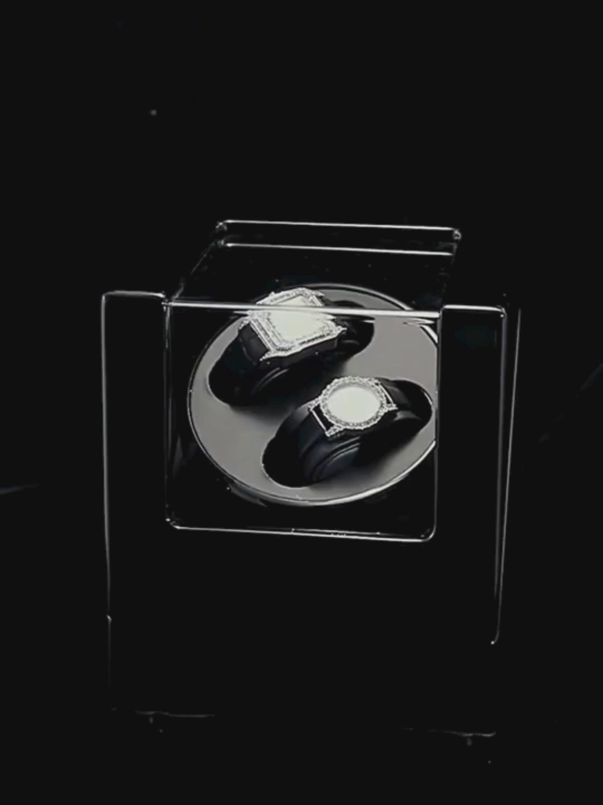 Automatic Double Watch Winder Box Luxurious Wooden Shell Piano Paint Exterior & Silent Wrist Watch Motor: Black-Carbon Fiber