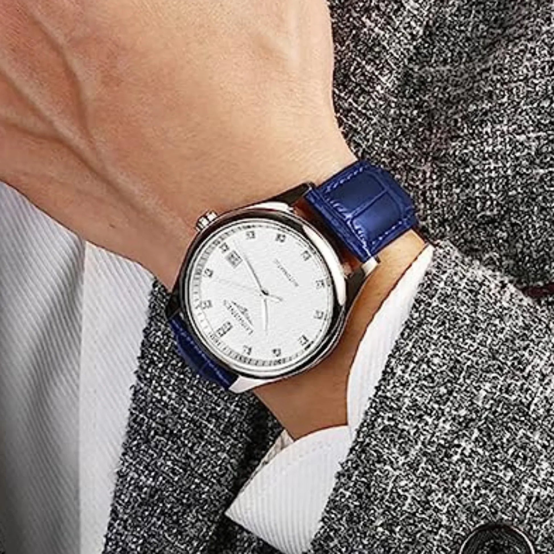 Quality Leather Watchbands Watch Band/Strap with butterfly buckle - Blue (20 mm) - DREAM WATCHES