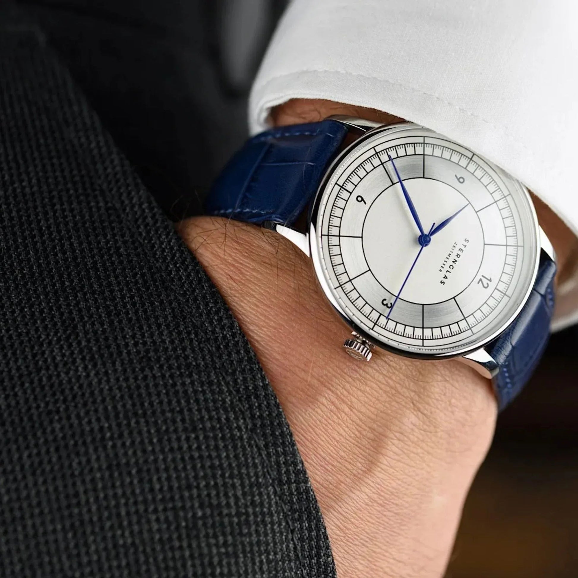 Quality Leather Watchbands Watch Band/Strap with butterfly buckle - Blue (22 mm) - DREAM WATCHES