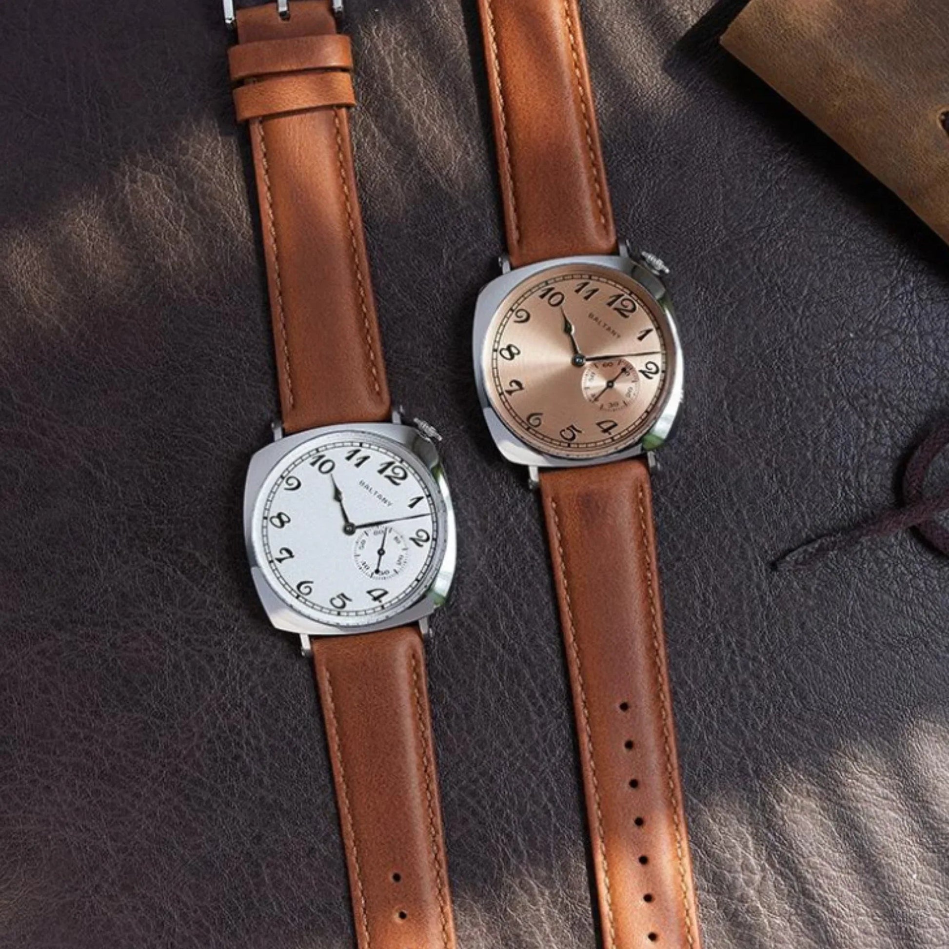 Retro American 1921 Cockeyed Dial Automatic Watch S4046 - Salmon Dial - DREAM WATCHES