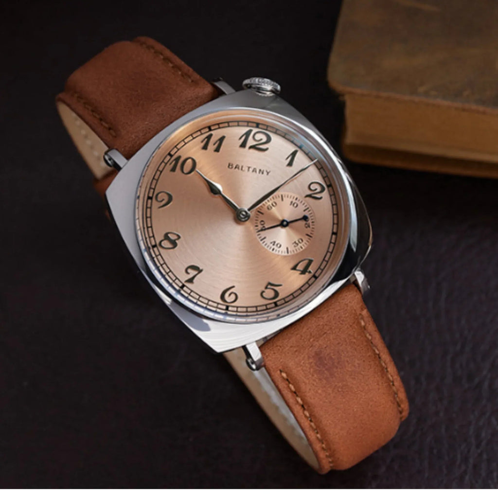 Retro American 1921 Cockeyed Dial Automatic Watch S4046 - Salmon Dial - DREAM WATCHES