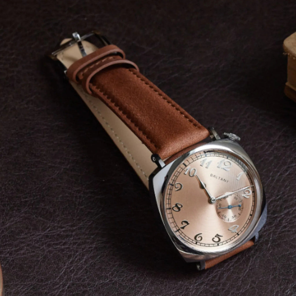 Retro American 1921 Cockeyed Dial Automatic Watch S4046 - Salmon Dial - DREAM WATCHES