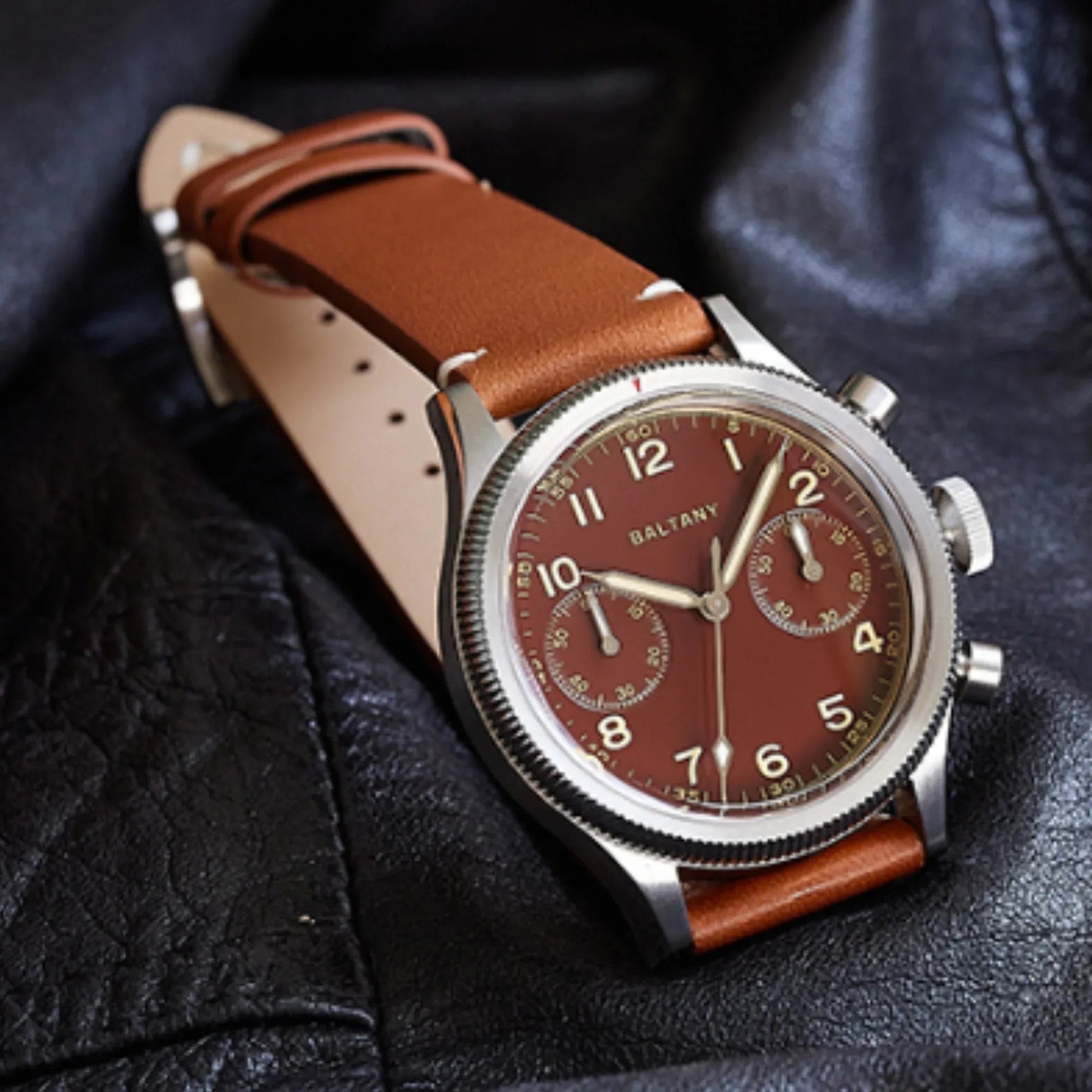 Rotating Bezel Quick Reset 6S21 Movement Affordable Chronograph S5054 - Brown Dial - DREAM WATCHES