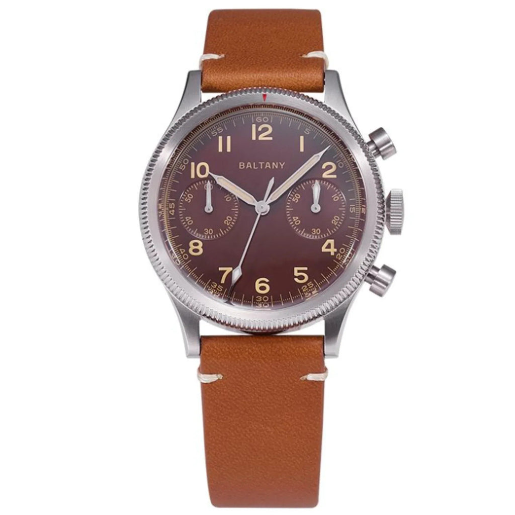 Rotating Bezel Quick Reset 6S21 Movement Affordable Chronograph S5054 - Brown Dial - DREAM WATCHES