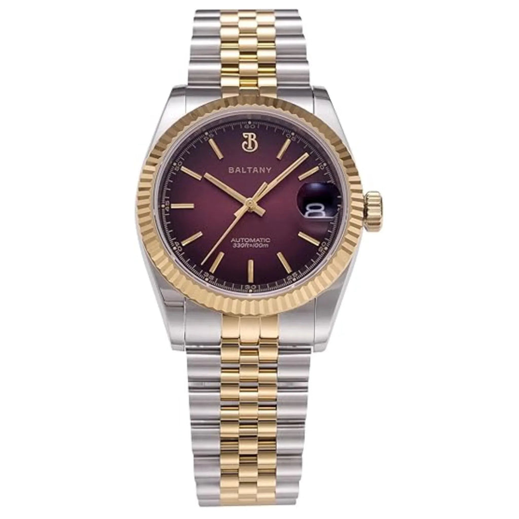 S4084 DJ Dress Watch for Men NH35 Movement Retro 36MM Automatic Wristwatch with Fluted Bezel - DREAM WATCHES