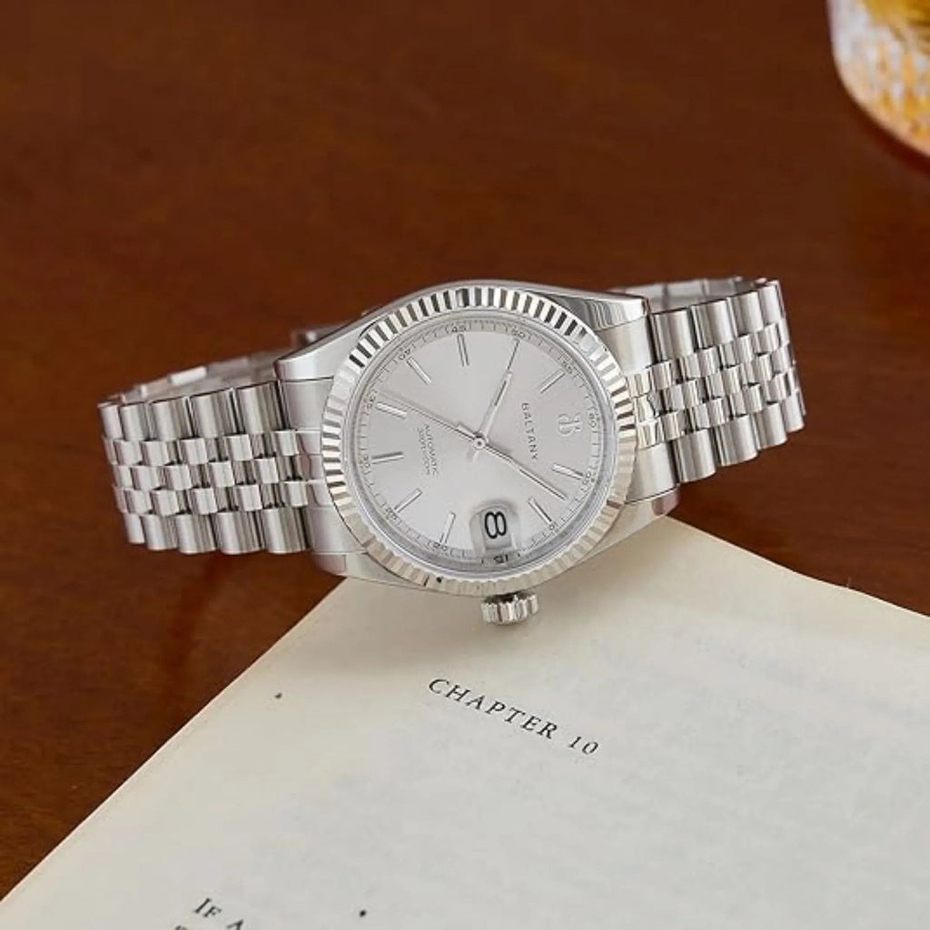 S4084 DJ Dress Watch for Men NH35 Movement Retro 36MM Automatic Wristwatch with Fluted Bezel - DREAM WATCHES