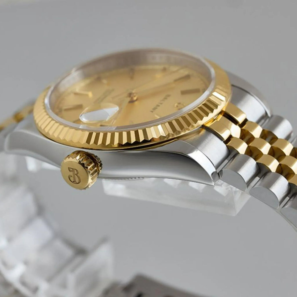 S4084 DJ Dress Watch for Men NH35 Movement Retro 36MM Automatic Wristwatch with Fluted Bezel - DREAM WATCHES