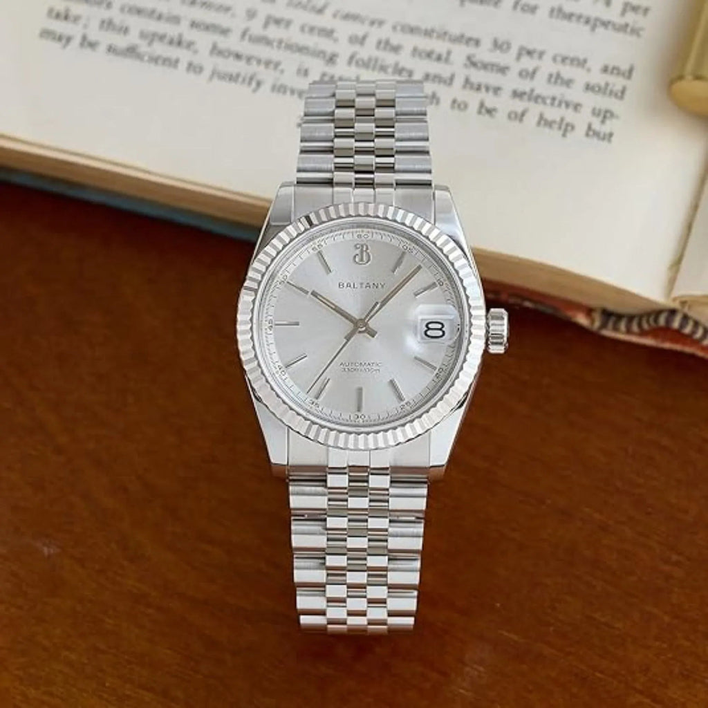 S4084 DJ Dress Watch for Men NH35 Movement Retro 36MM Automatic Wristwatch with Fluted Bezel - DREAM WATCHES