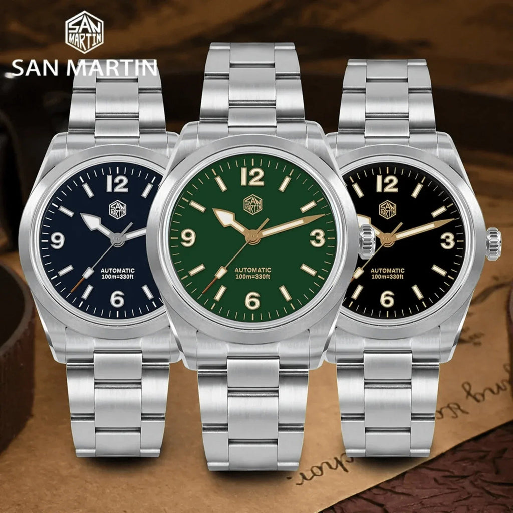 San Martin 38mm Enamel Dial Explore Watch SN0107-G4 - Black - DREAM WATCHES