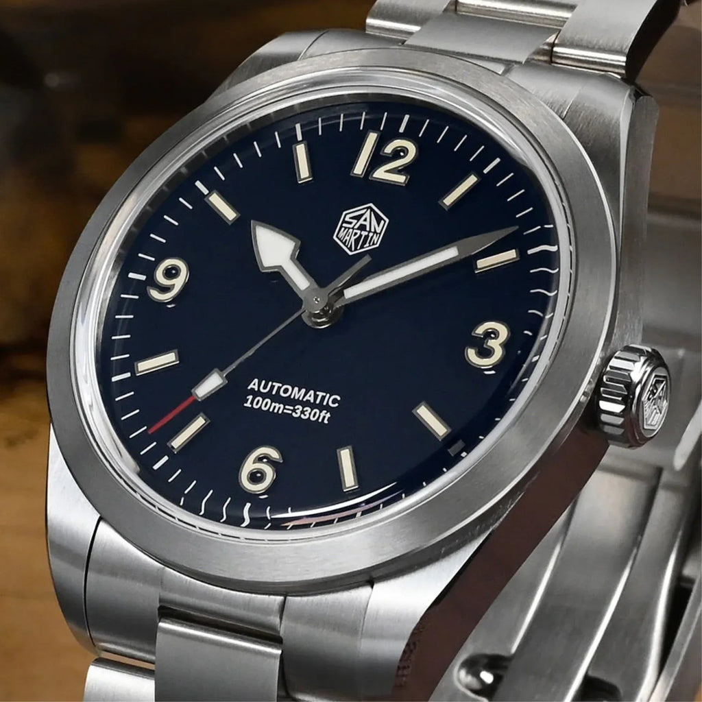 San Martin 38mm Enamel Dial Explore Watch SN0107-G4 - Blue - DREAM WATCHES
