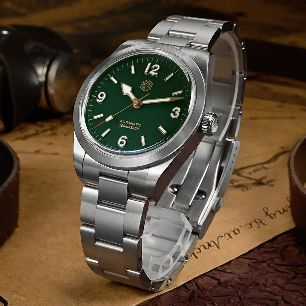 San Martin 38mm Enamel Dial Explore Watch SN0107-G4 - Green - DREAM WATCHES