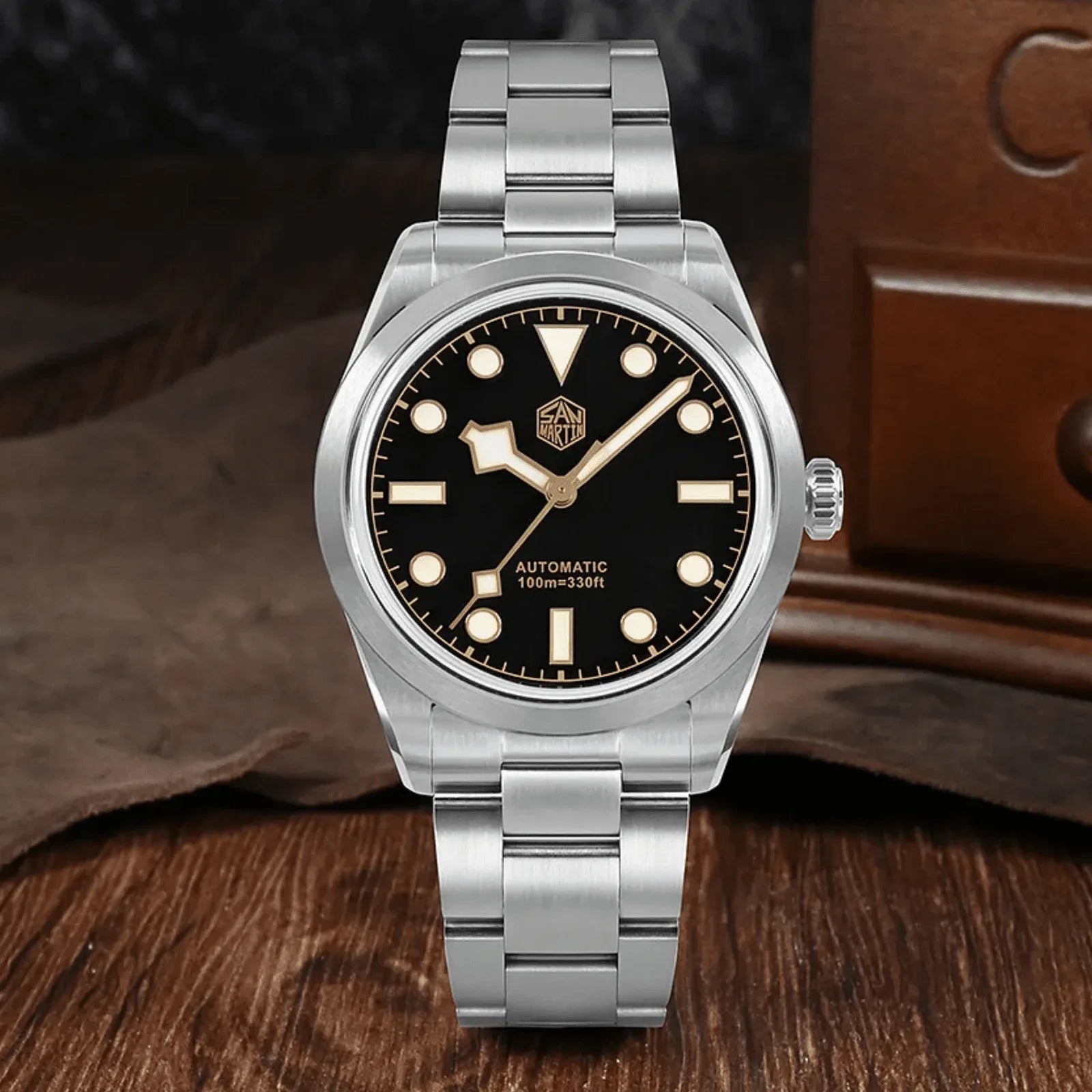 San Martin 38mm Enamel Dial Explore Watch SN0107-G6 - BLACK - DREAM WATCHES