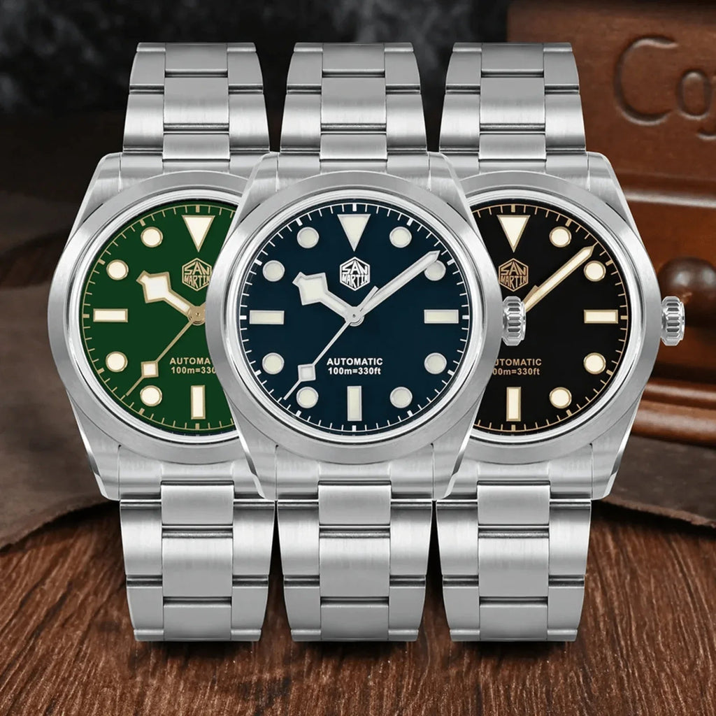 San Martin 38mm Enamel Dial Explore Watch SN0107-G6 - GREEN - DREAM WATCHES