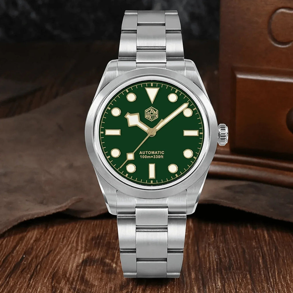 San Martin 38mm Enamel Dial Explore Watch SN0107-G6 - GREEN - DREAM WATCHES