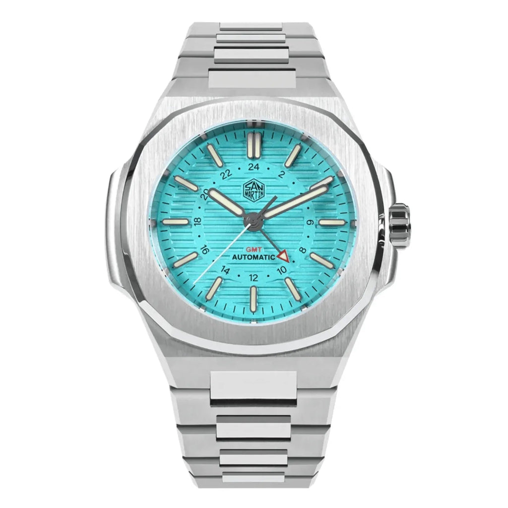 San Martin 43mm GMT Classic Business Luxury Watches SN075 - Tiffany Blue - DREAM WATCHES