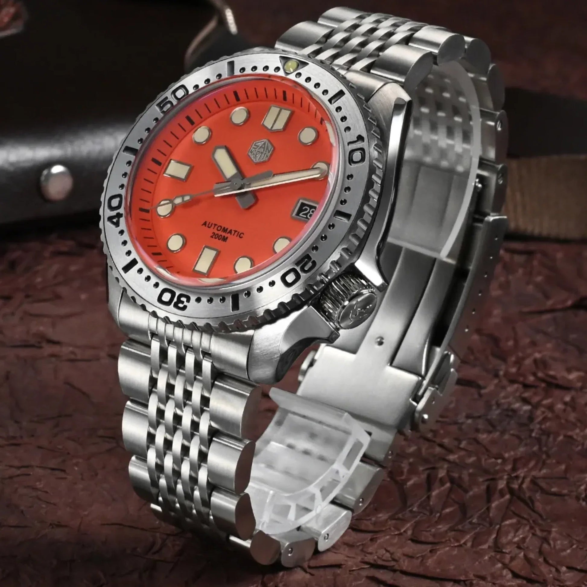 San Martin Abalone NH35 Men's Mechanical Watch SN046-G - Orange - DREAM WATCHES