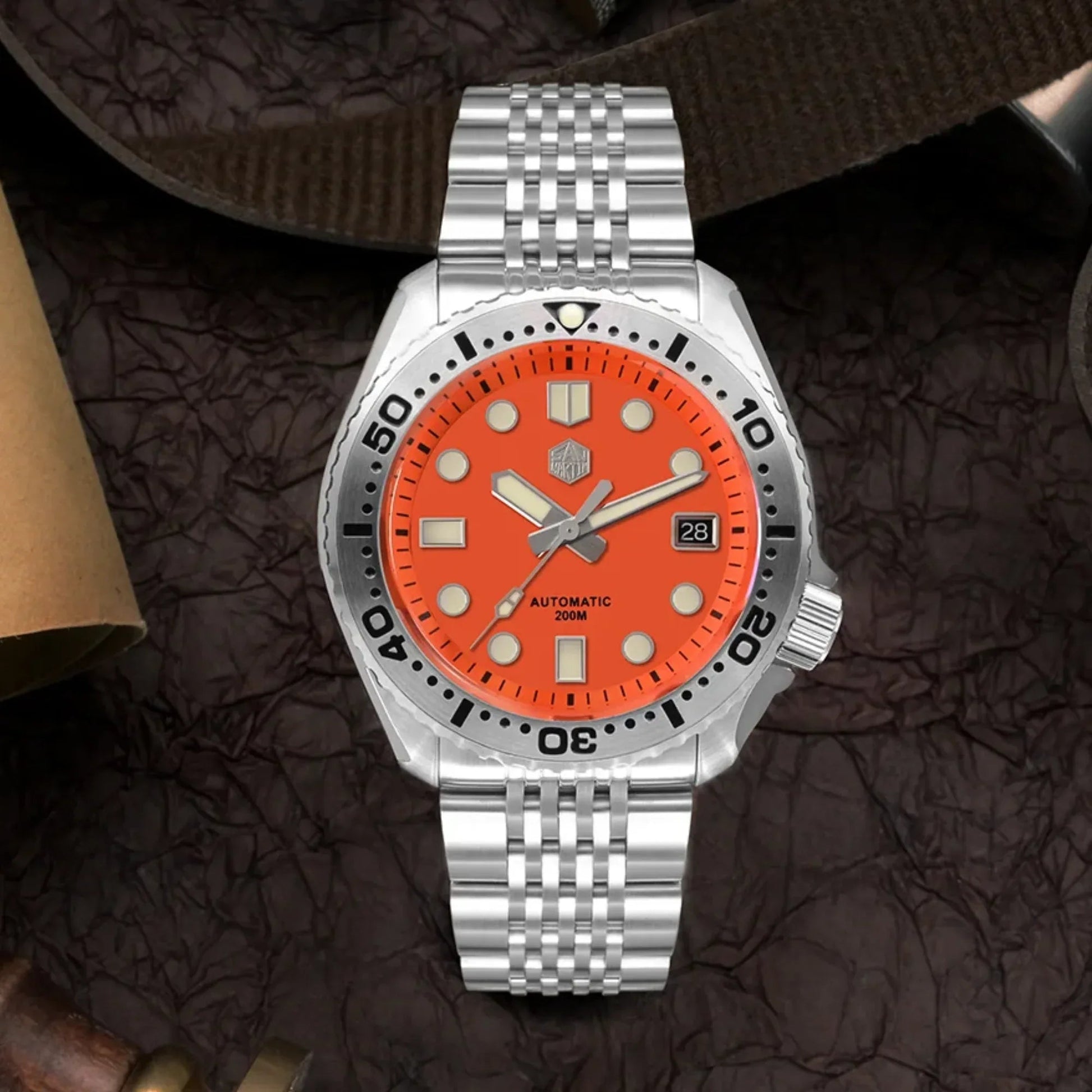 San Martin Abalone NH35 Men's Mechanical Watch SN046-G - Orange - DREAM WATCHES