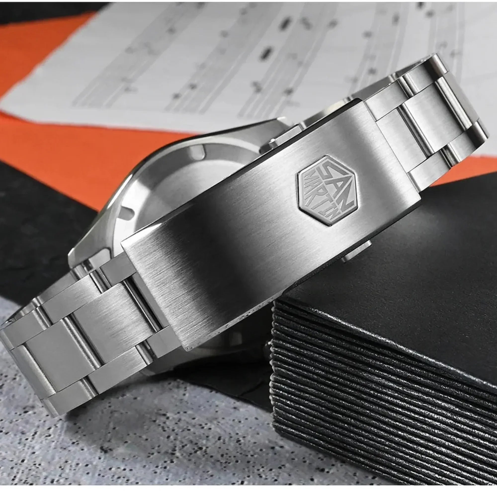 San Martin Aventurine Gemstone NH34 GMT Watch SN0129GB - White Marble - DREAM WATCHES