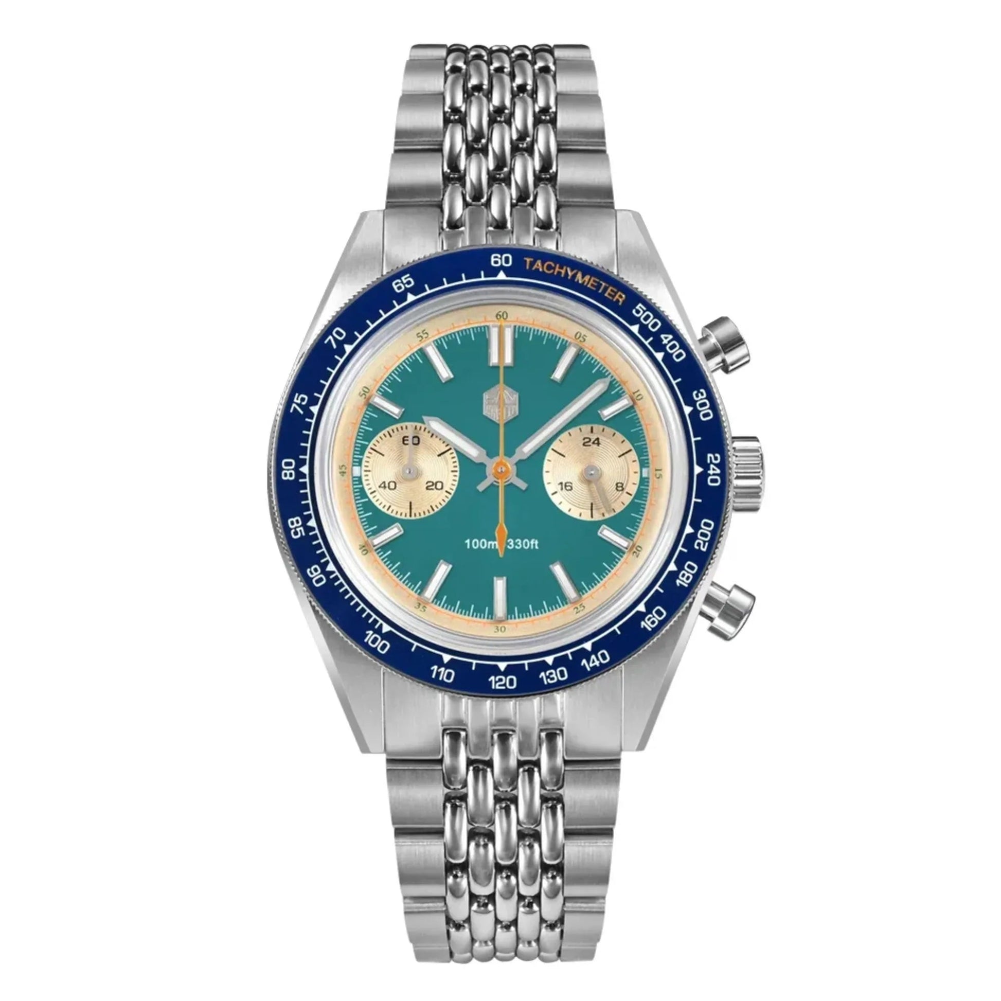 San Martin Chronograph VK64 Quartz Watch Original Design SN0116 - Light Blue - DREAM WATCHES