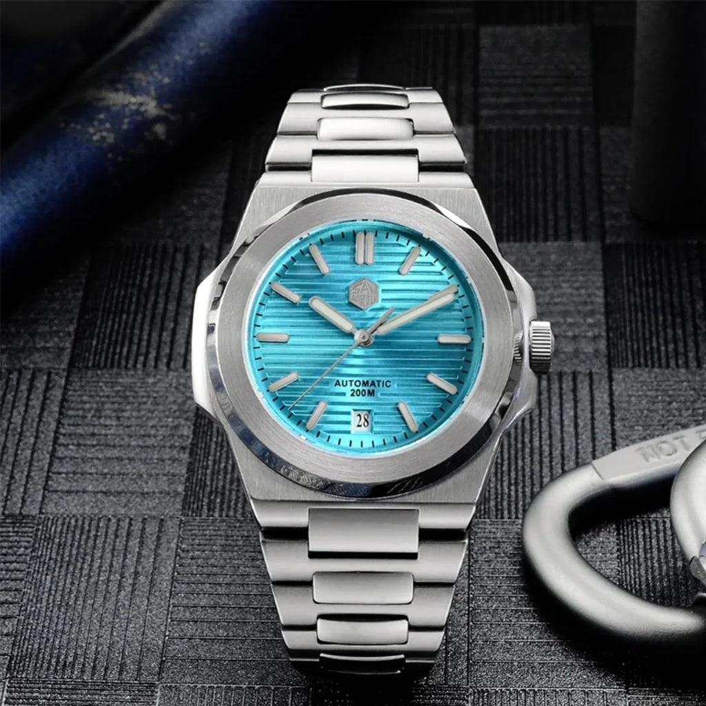 San Martin Diver Retro Luxury Men Watch SN076G V2 - Sunburst Blue - DREAM WATCHES