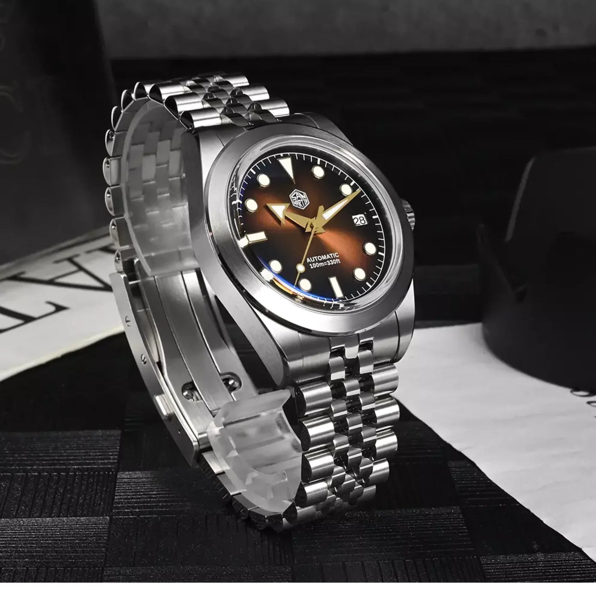 San Martin New 39mm Diver Watch NH35 Automatic Mechanical Sapphire brown/blue gradient dial SN0053-G - DREAM WATCHES