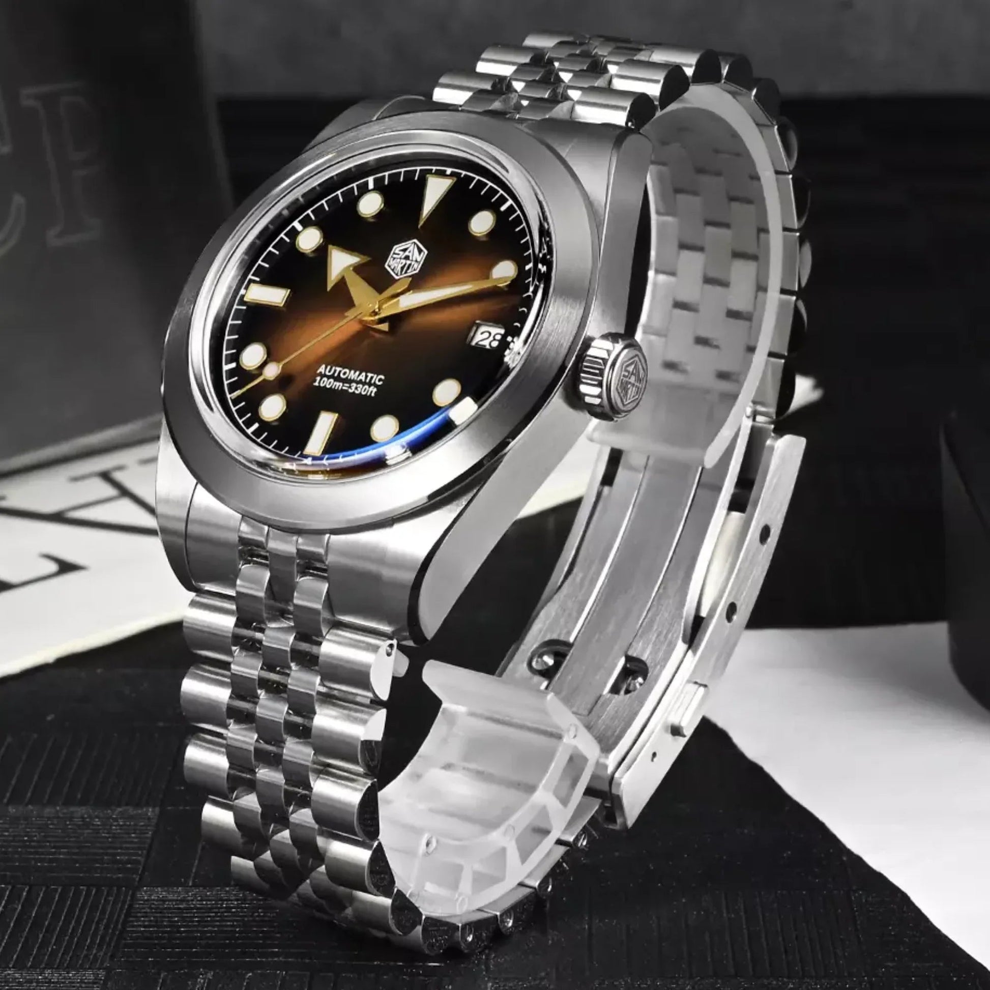 San Martin New 39mm Diver Watch NH35 Automatic Mechanical Sapphire brown/blue gradient dial SN0053-G - DREAM WATCHES