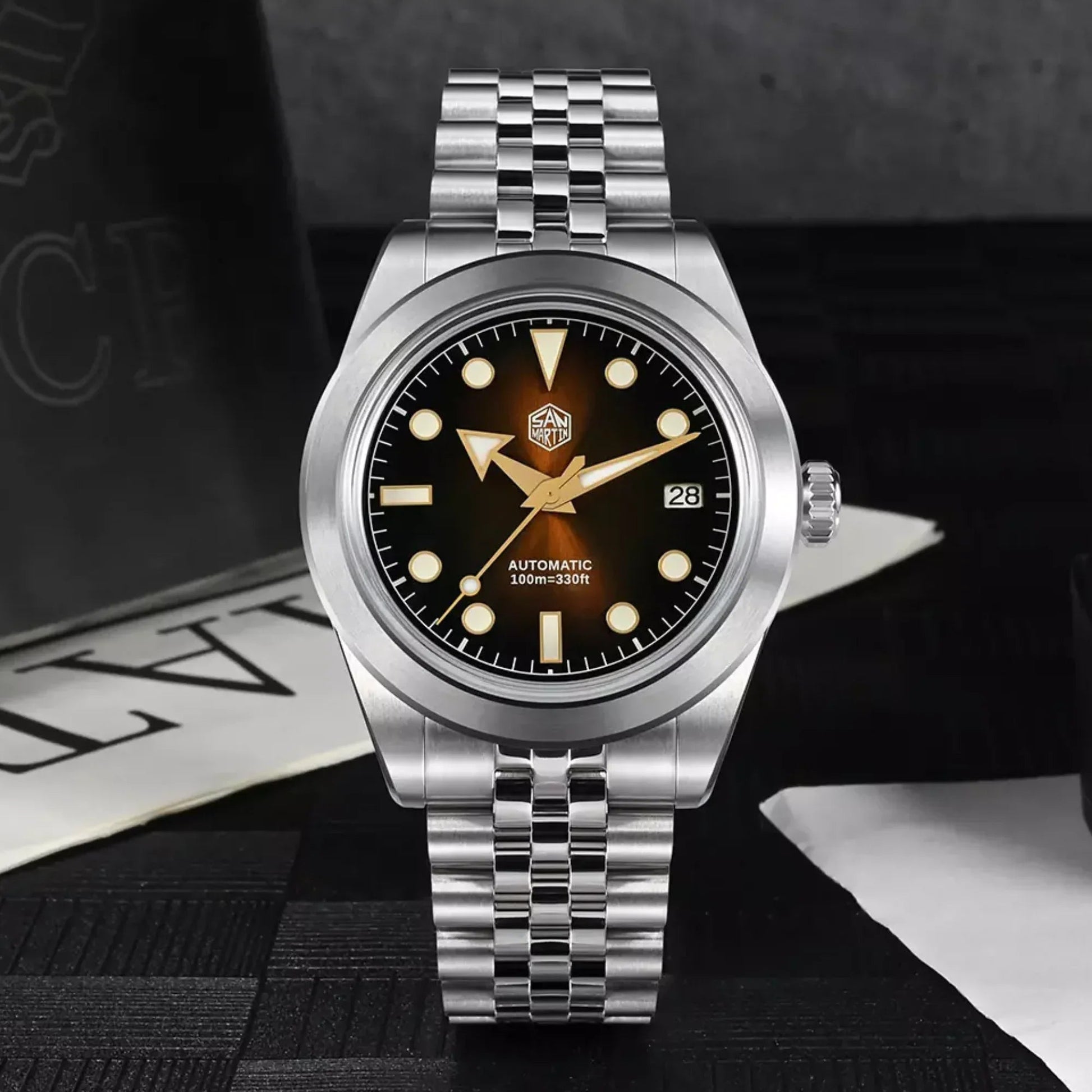 San Martin New 39mm Diver Watch NH35 Automatic Mechanical Sapphire brown/blue gradient dial SN0053-G - DREAM WATCHES
