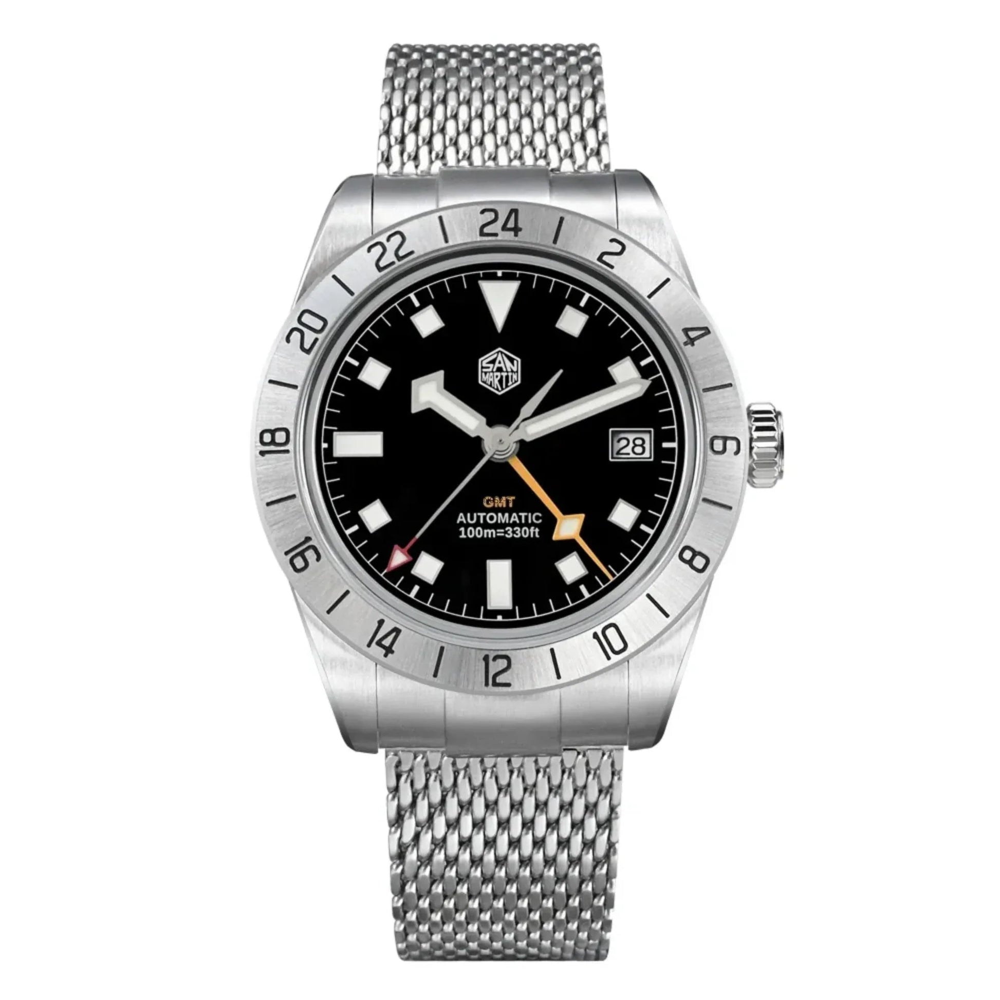 San Martin New 39mm GMT Watch Luxury NH34 SN0135 - Black - DREAM WATCHES