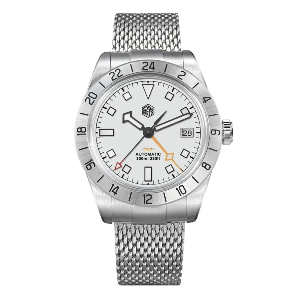 San Martin New 39mm GMT Watch Luxury NH34 SN0135 - White - DREAM WATCHES