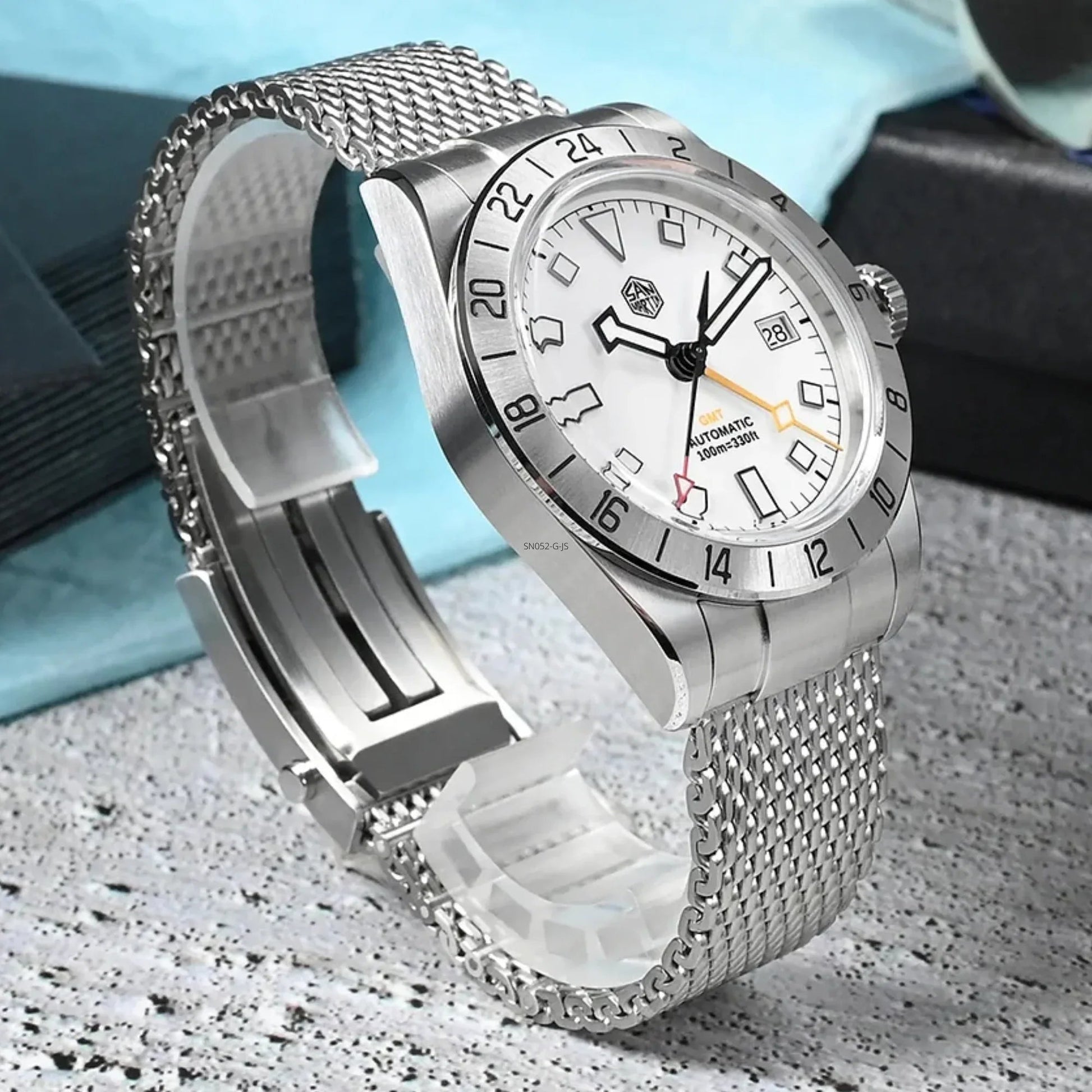 San Martin New 39mm GMT Watch Luxury NH34 SN0135 - White - DREAM WATCHES