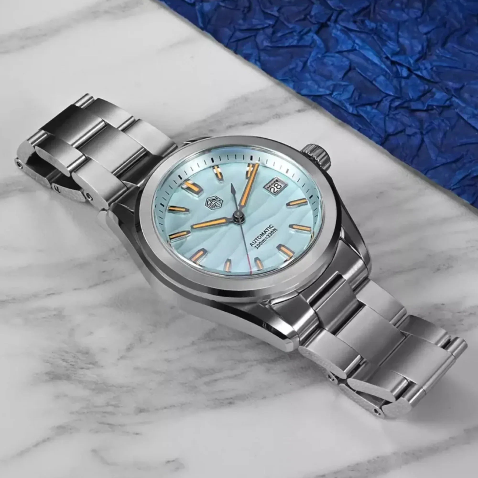 San Martin New 39mm Luxury Men’s Business Dress Watch NH35 Automatic Mechanical desert texture dial Waterproof 100m Luminous SN0129-C1 - DREAM WATCHES