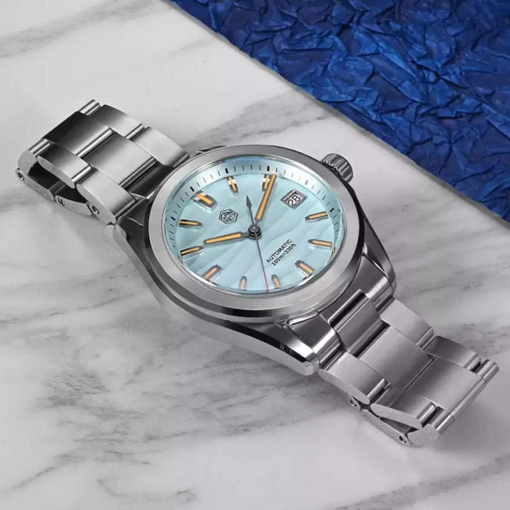 San Martin New 39mm Luxury Men’s Business Dress Watch NH35 Automatic Mechanical desert texture dial Waterproof 100m Luminous SN0129-C1 - DREAM WATCHES