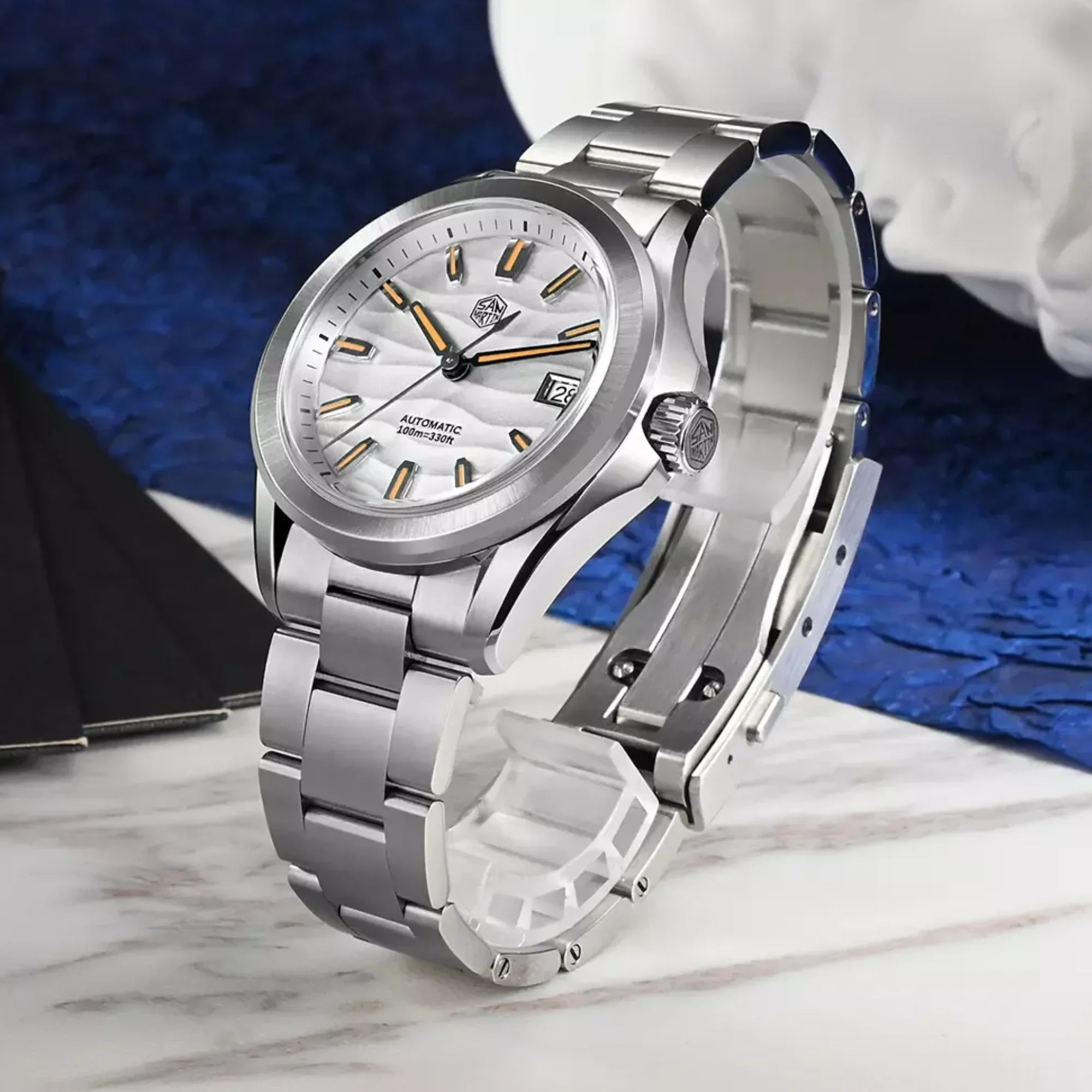San Martin New 39mm Luxury Men’s Business Dress Watch NH35 Automatic Mechanical desert texture dial Waterproof 100m Luminous SN0129-C1 - DREAM WATCHES