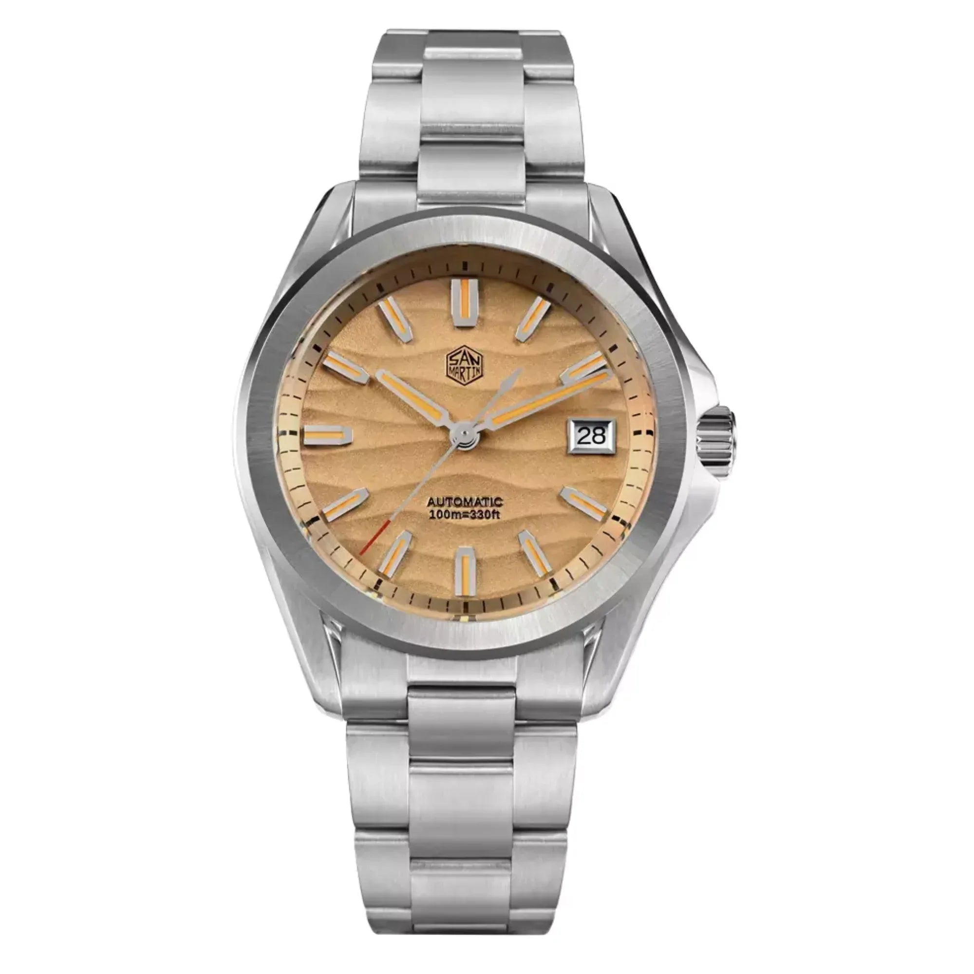 San Martin New 39mm Luxury Men’s Business Dress Watch NH35 Automatic Mechanical desert texture dial Waterproof 100m Luminous SN0129-C1 - DREAM WATCHES