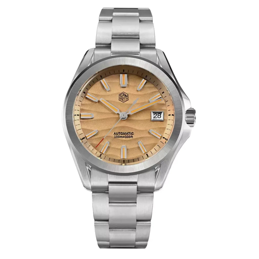 San Martin New 39mm Luxury Men’s Business Dress Watch NH35 Automatic Mechanical desert texture dial Waterproof 100m Luminous SN0129-C1 - DREAM WATCHES