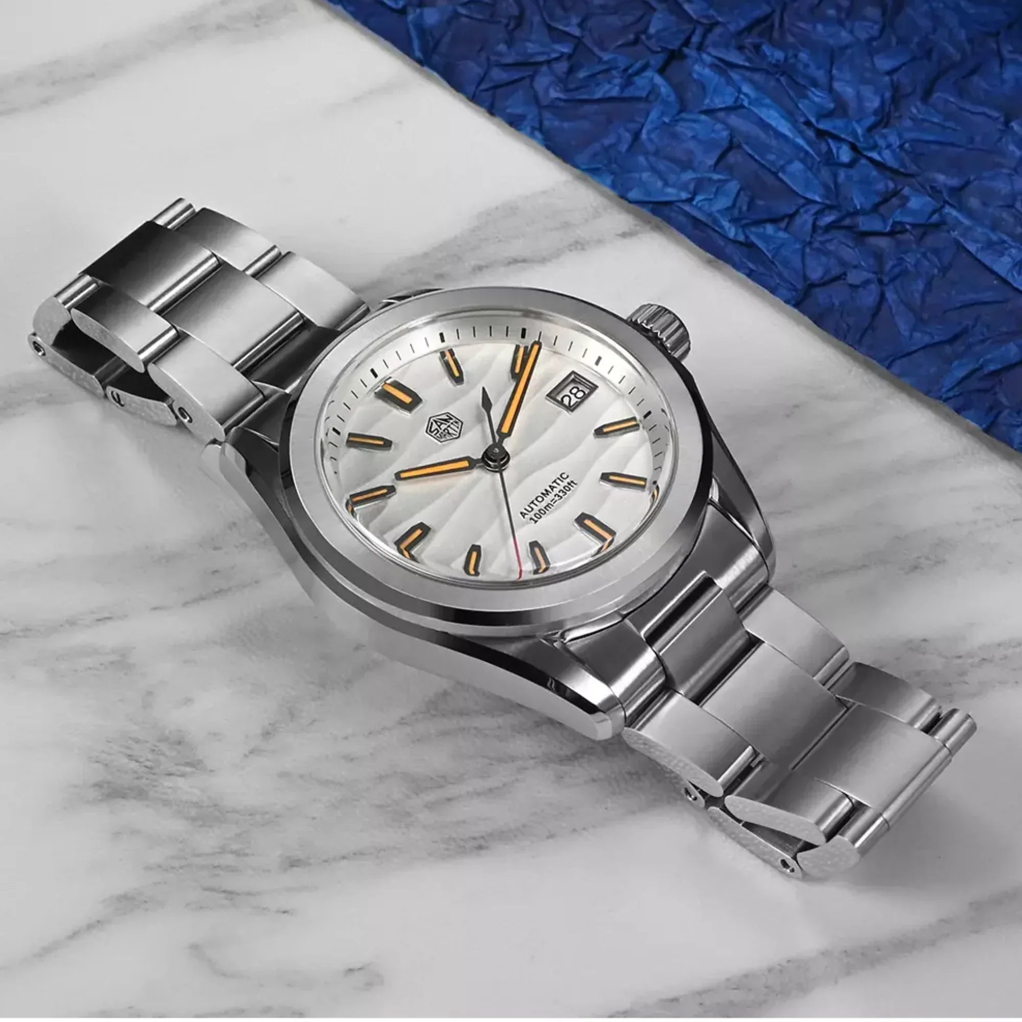 San Martin New 39mm Luxury Men’s Business Dress Watch NH35 Automatic Mechanical desert texture dial Waterproof 100m Luminous SN0129-C1 - DREAM WATCHES