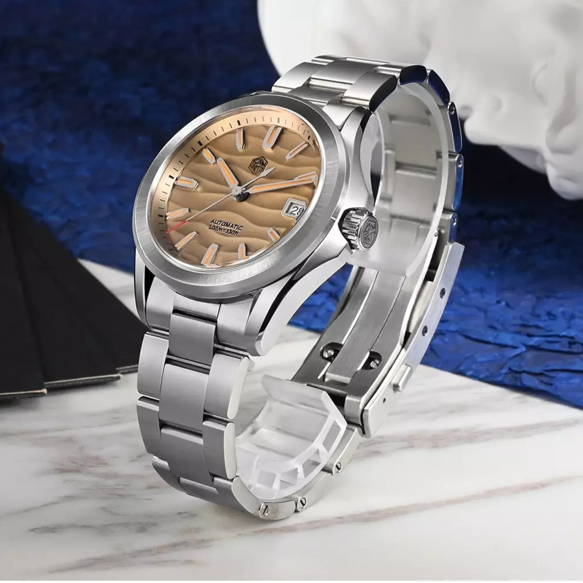 San Martin New 39mm Luxury Men’s Business Dress Watch NH35 Automatic Mechanical desert texture dial Waterproof 100m Luminous SN0129-C1 - DREAM WATCHES